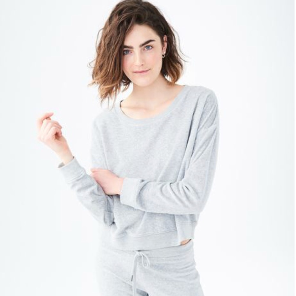 Crop Aeropostale Velour Crew Sweatshirt L